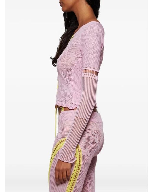Roberta Einer Pink Kat Lace-Up Top