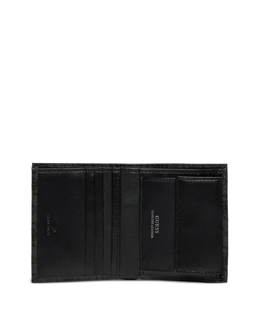 Guess Black Logo-Pattern Logo-Plaque Wallet for men