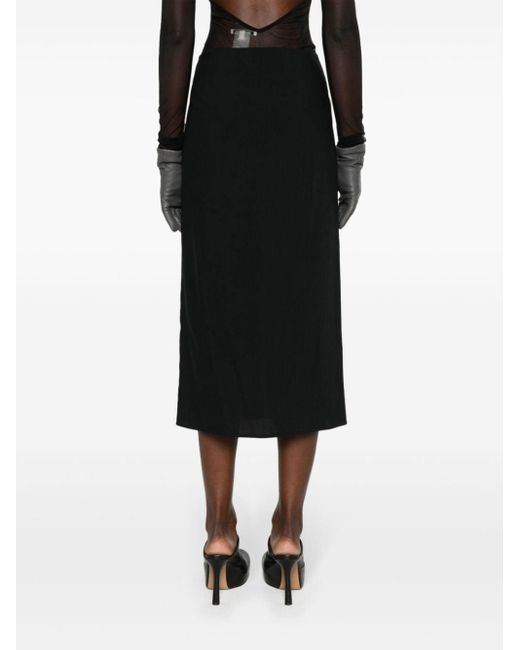 Gauchère Black Side-slit Wool Skirt