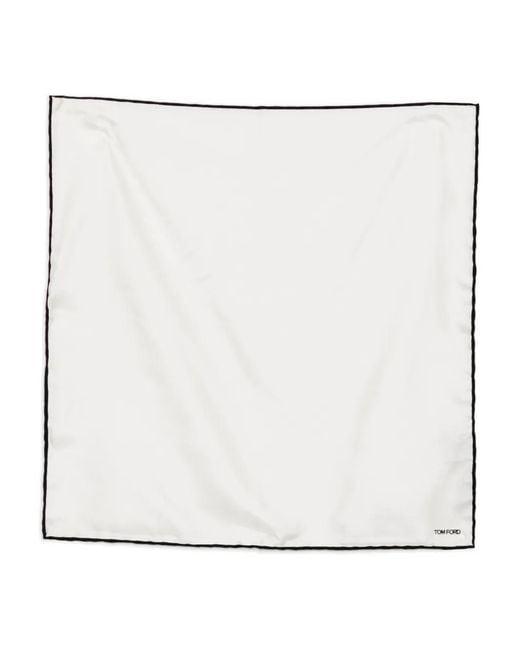 Tom Ford White Contrast-Trim Pocket Square for men