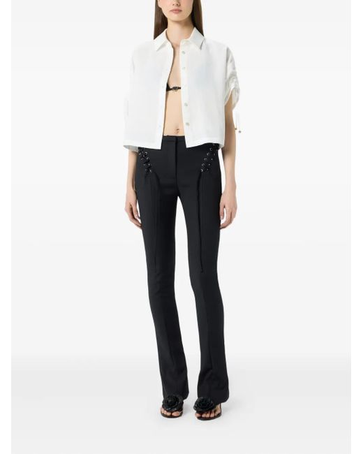 Blumarine White Cropped Button-Up Shirt