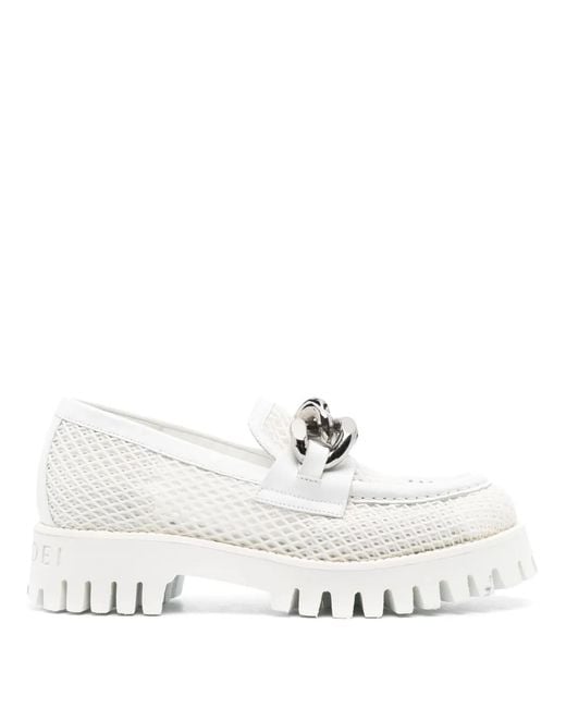 Casadei White Tappeur Netweb Loafers
