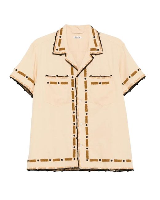 Bode Natural Beaded Embroidered Shirt for men