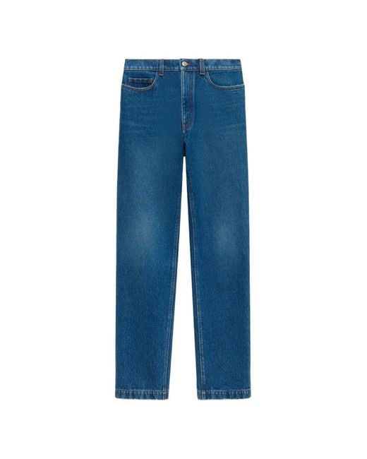 Marni Blue Logo-Patch Straight-Leg Jeans