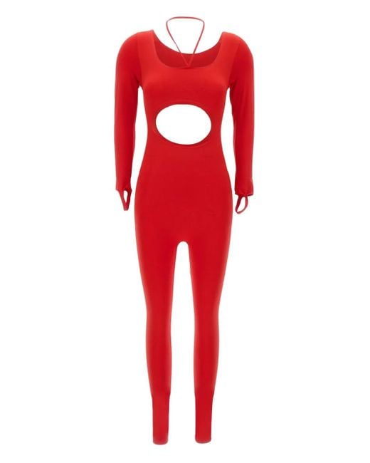 ANDREADAMO Red Sculpting Jersey Jumpsuit