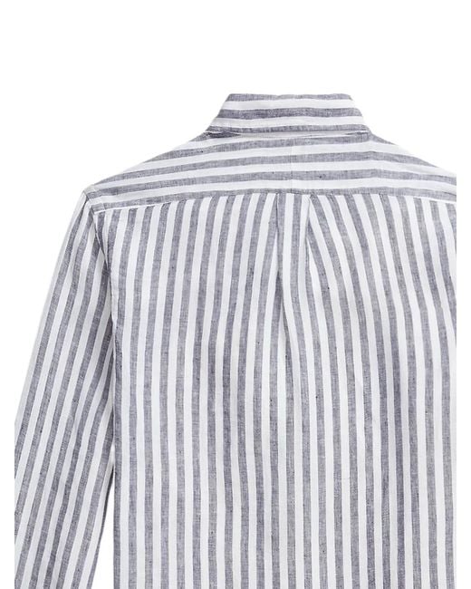 Polo Ralph Lauren Striped Long-Sleeve Shirt in White for Men | Lyst