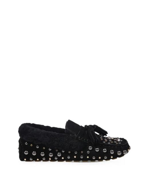 strategia shoes Black Stud-Embellished Tassel Loafers
