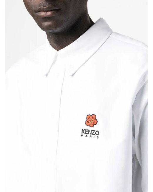 KENZO White Boke Flower Signature Cotton Shirt for men