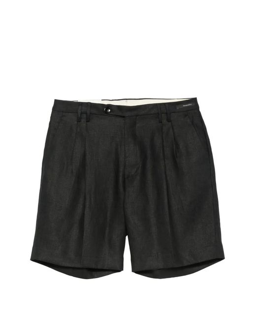 Michael Coal Black Short À Détails Plissés for men