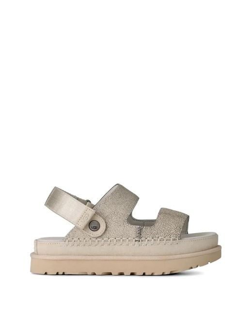 Ugg White Sandales Goldenstar À Effet Craquelé