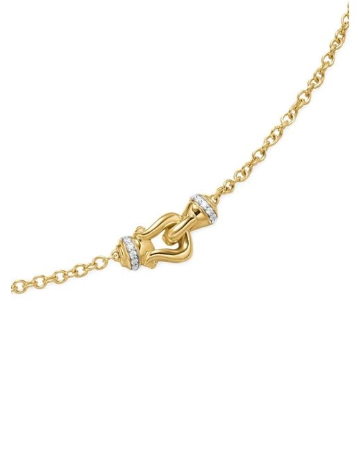 David Yurman Metallic 18K Petite Buckle Diamond Necklace