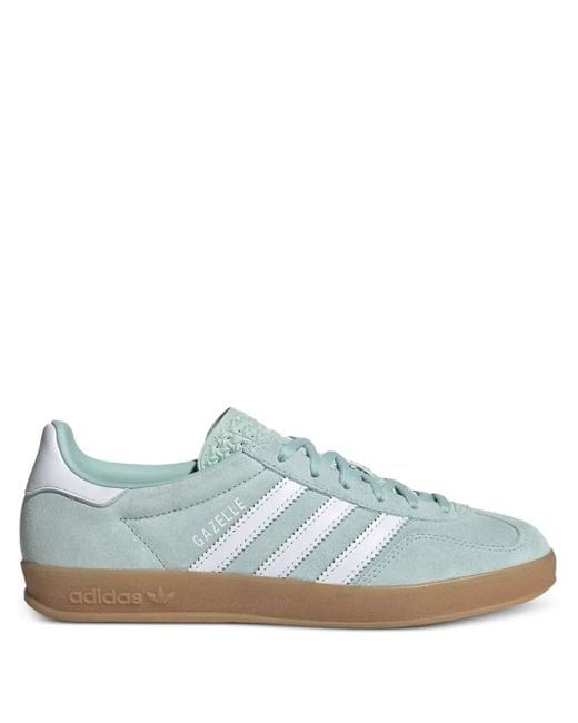 Adidas Blue Gazelle Three-Stripe Suede Sneakers