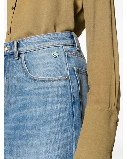 Tory Burch Blue Deconstructed Denim Skirt