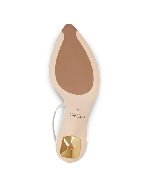 POTAMY White Buckle-Strap Leather Sandals