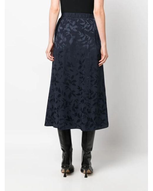 Zadig & Voltaire Blue June Floral-Print Silk Midi Skirt