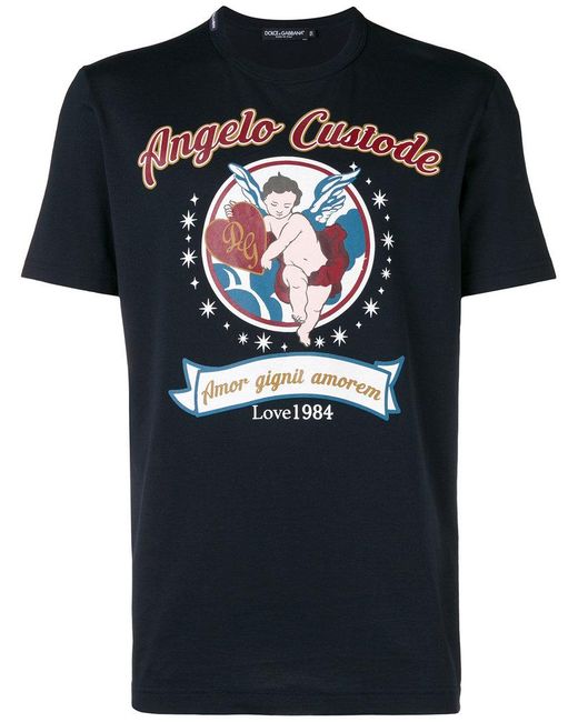 Camiseta con estampado Angelo Custode Dolce & Gabbana de hombre de color Blue