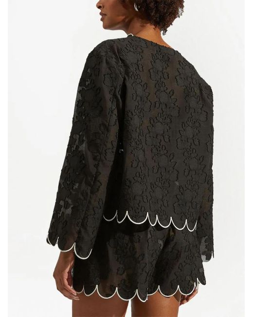 LaDoubleJ Black Embroidered Crop Jacket