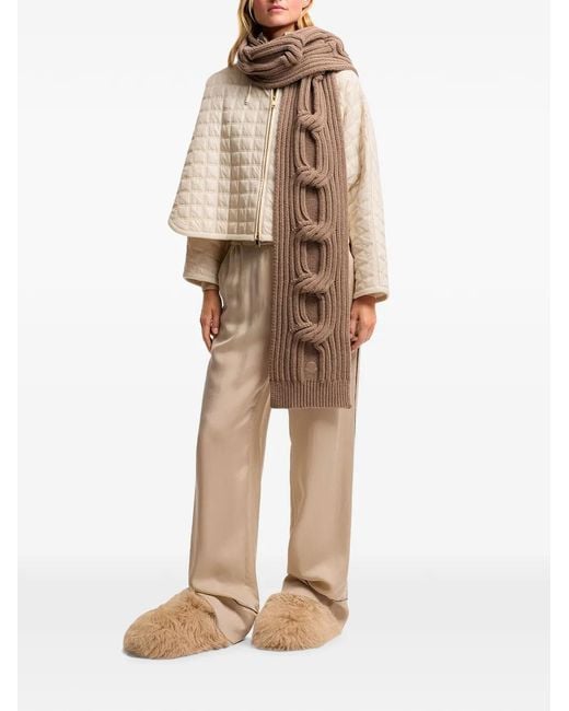 Moncler Natural Cable-Knit Ribbed Scarf