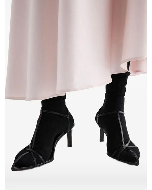 Jil Sander Black Interwoven-Straps Pointed-Toe Pumps