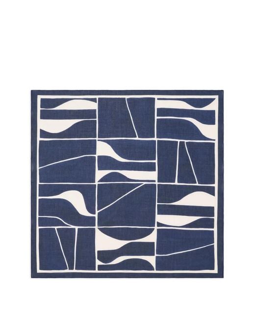 Bompard Blue Geometric Printed Square Scarf