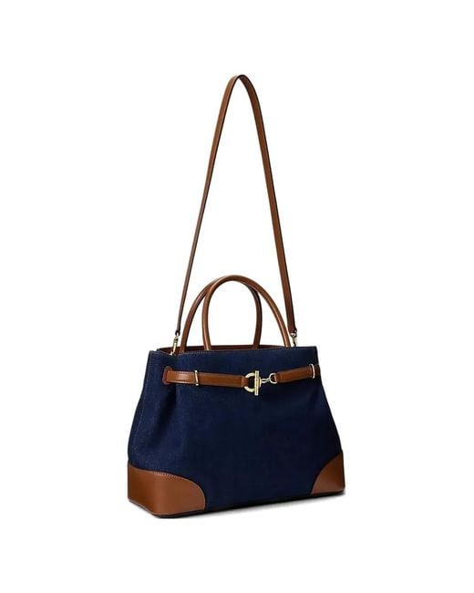 Ralph Lauren Blue Blaike Buckle-Detail Tote Bag