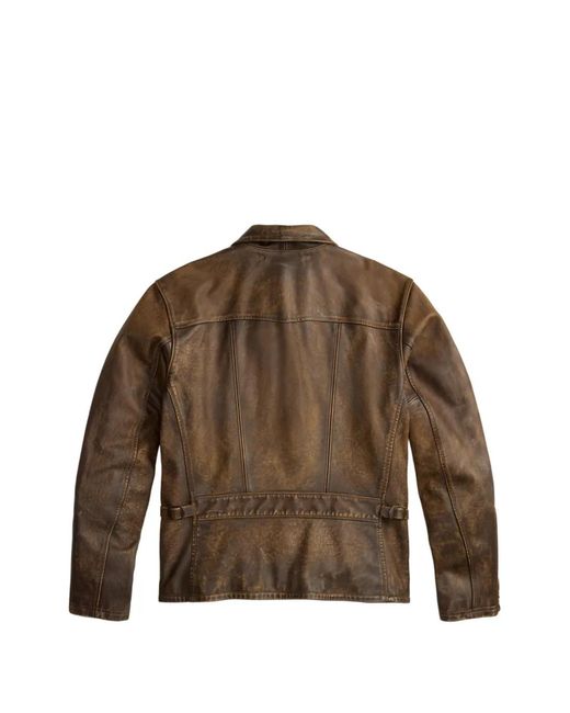 RRL Brown Zip Leather Jacket for men