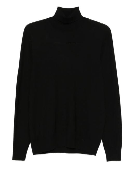 Gran Sasso Black Roll-Neck Sweater for men