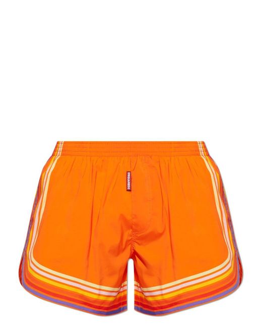 DSquared² Orange Rainbow-striped Swim Shorts for men