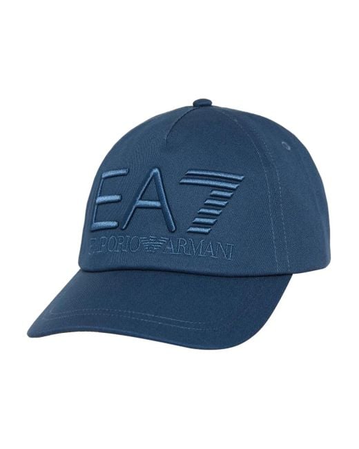 EA7 Blue Logo-Embroidered Cotton Cap