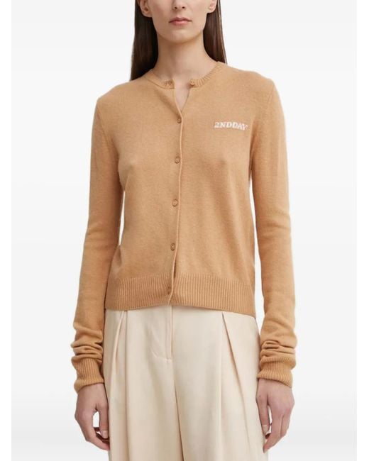 Day Birger et Mikkelsen Natural Logo-Intarsia Cardigan