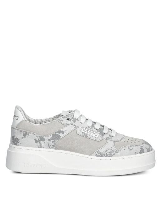 Iceberg White Camouflage Platform Sneakers