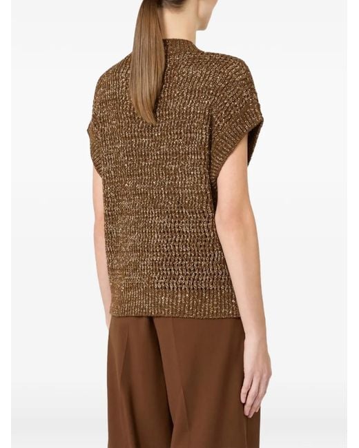 Max Mara Brown Openwork Top