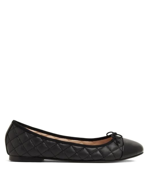 House Of Ballerinas Black Quilted Leather Ballet Flats