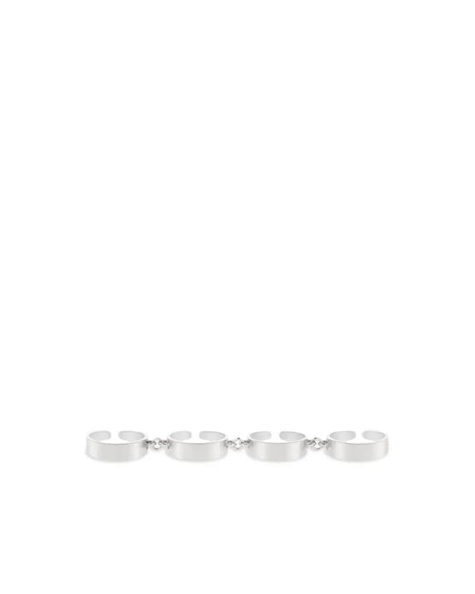 Courreges White Four-Finger Articulated Ring