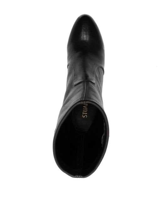 Stuart Weitzman Black Flareblock 85mm Leather Boots