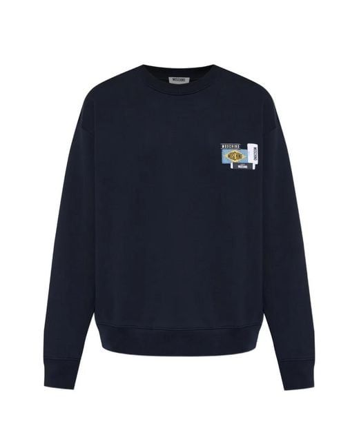 Moschino Blue Logo-Patch Sweatshirt for men