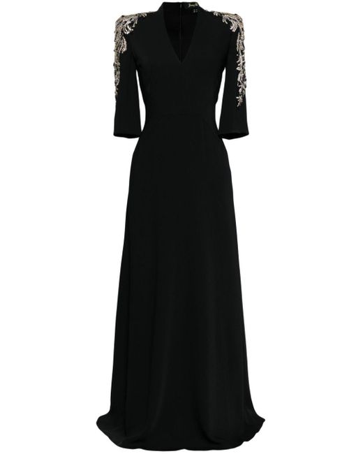 Jenny Packham Black Babe Bead-embellished Maxi Dress