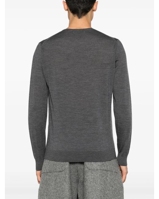 MODES GARMENTS Gray Fine-Knit Merino Wool Jumper for men