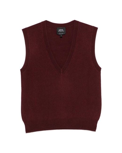 A.P.C. Purple V-Neck Knitted Top