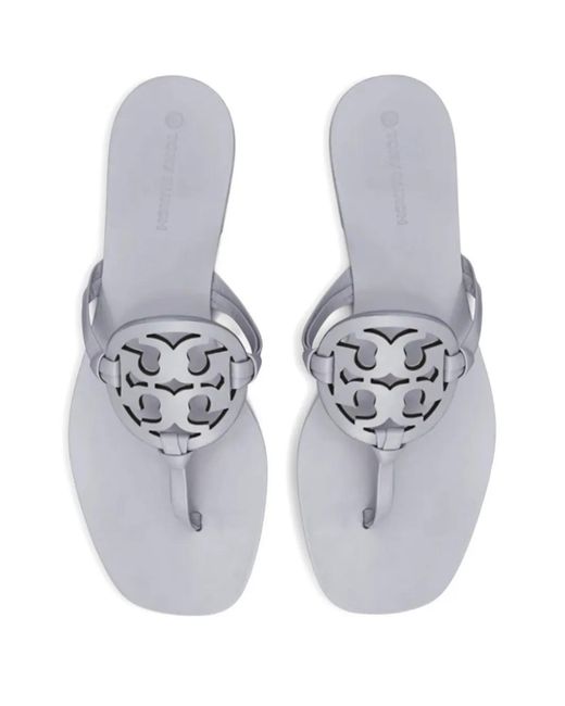 Tory Burch White Logo Miller Flip-Flops