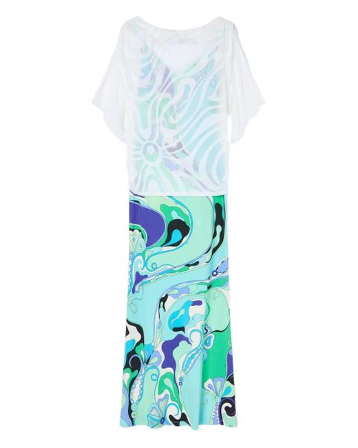 Emilio Pucci White Abstract-print jersey dress