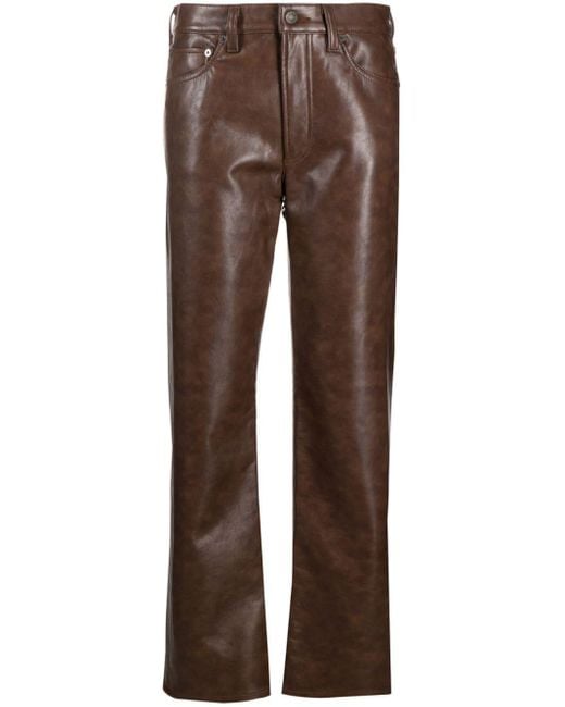 Agolde Brown Sloane Stretch-leather Trousers