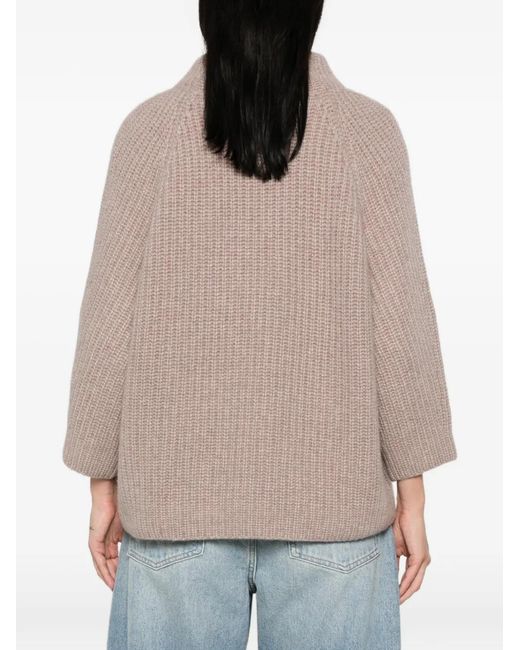 EMERSON RENALDI Natural Ribbed-Knit Raglan-Sleeve Sweater