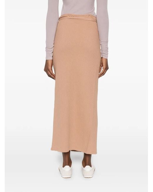 Baserange White Ribbed-Knit Maxi Skirt