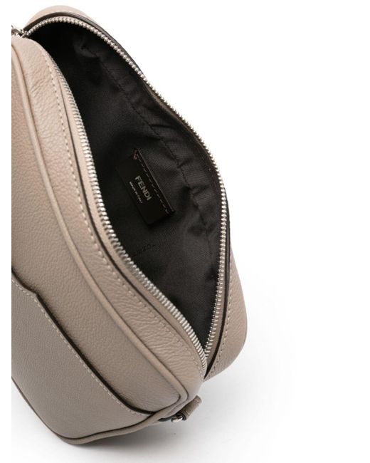 Fendi Gray Logo-embossed Leather Camera Case for men