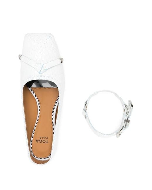 Toga White Cracked Strappy Pumps
