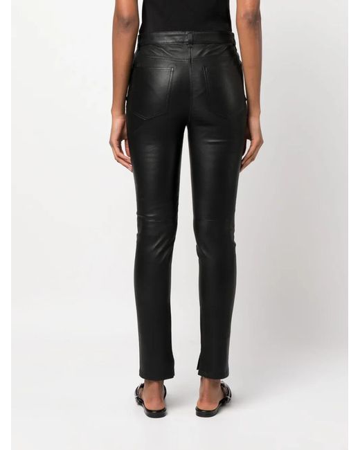 IRO Black Skinny-Cut Leather Trousers
