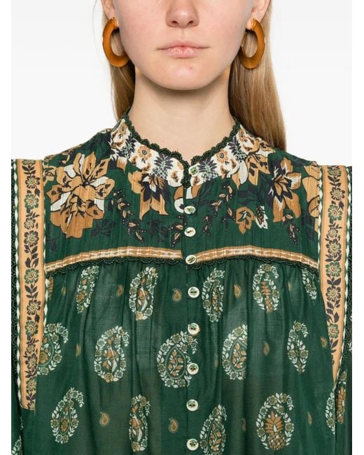 Farm Rio Green Tayla Paisley-Print Shirt