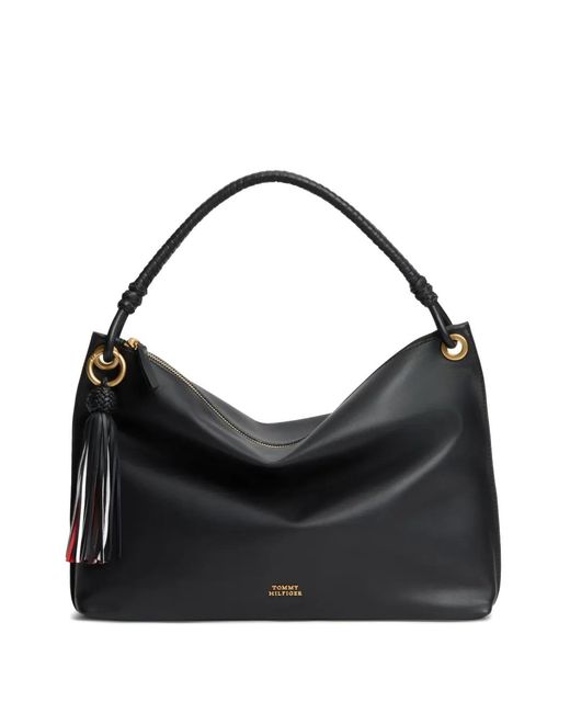 Tommy Hilfiger Black Tassel-Detail Shoulder Bag