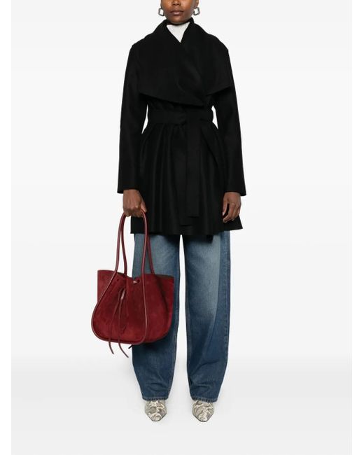 Harris Wharf London Black Wrap-Front Belted Coat